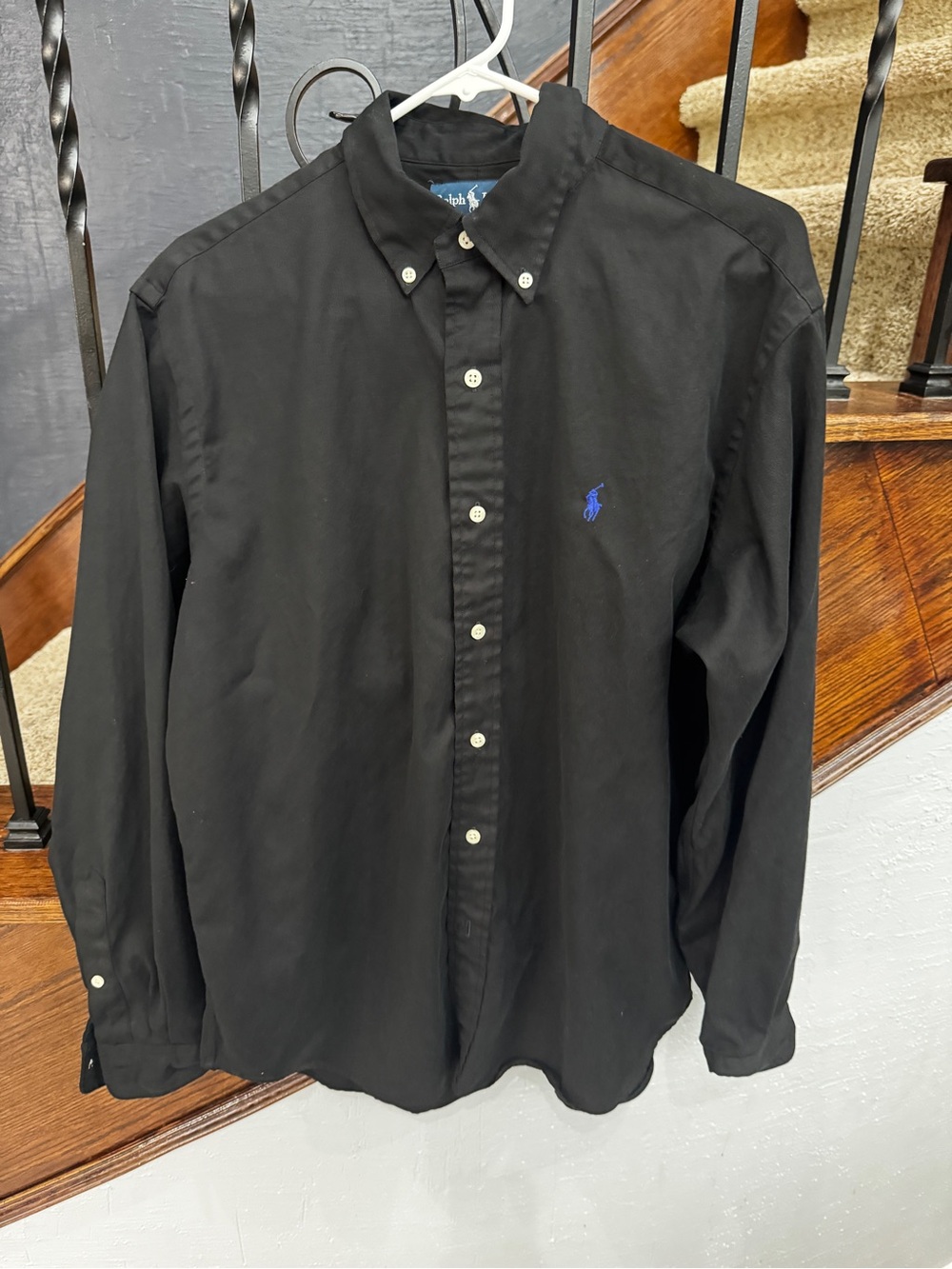 Large Polo by Ralph Lauren Black Button-Down Shirt with Blue Pony